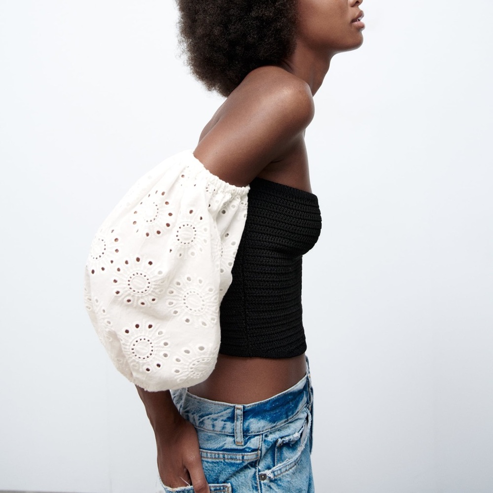 Zara COMBINATION KNIT TOP - Picture 3 of 5